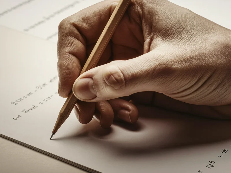 Detaliu apropiat al unei mâini care rezolvă o ecuație pe hârtie milimetrică